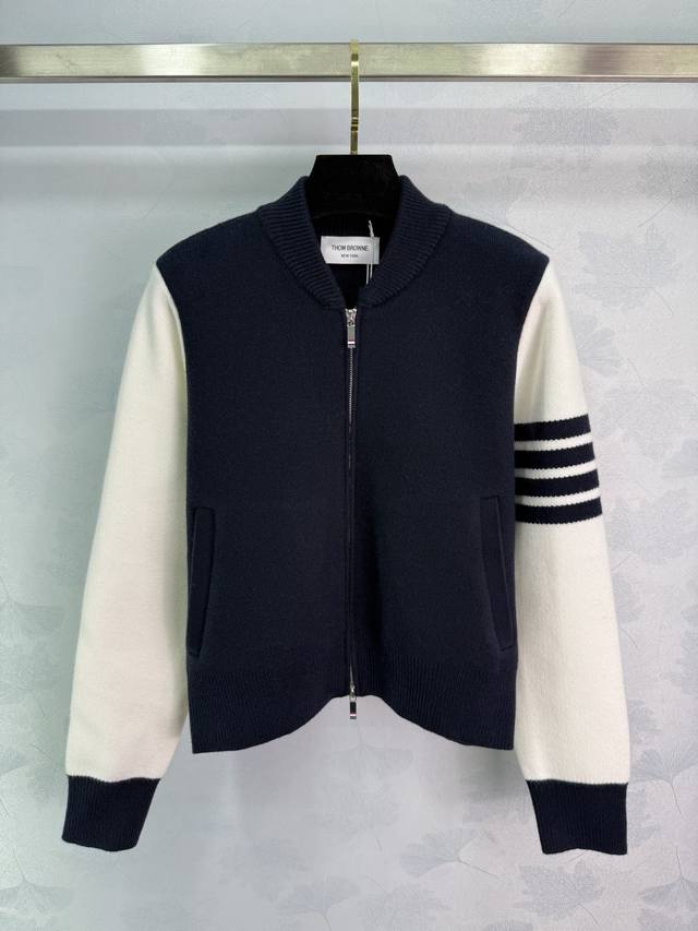 Tb*25 Early Autumn New Navy Blue and White Knit Cardigan, American Preppy Style,