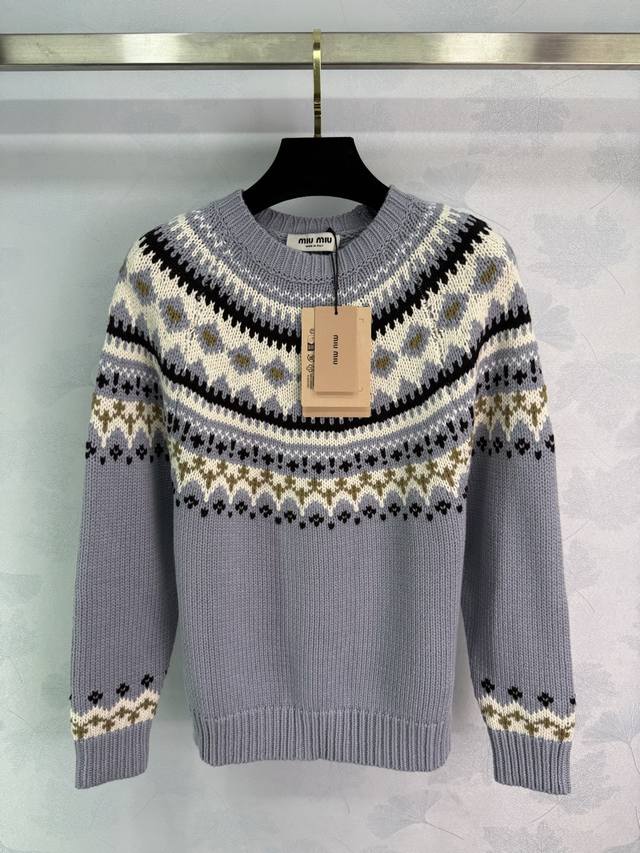 Miu*25 Fall/Winter Newest Fair Isle Series Knit Sweater. Features a very wintery