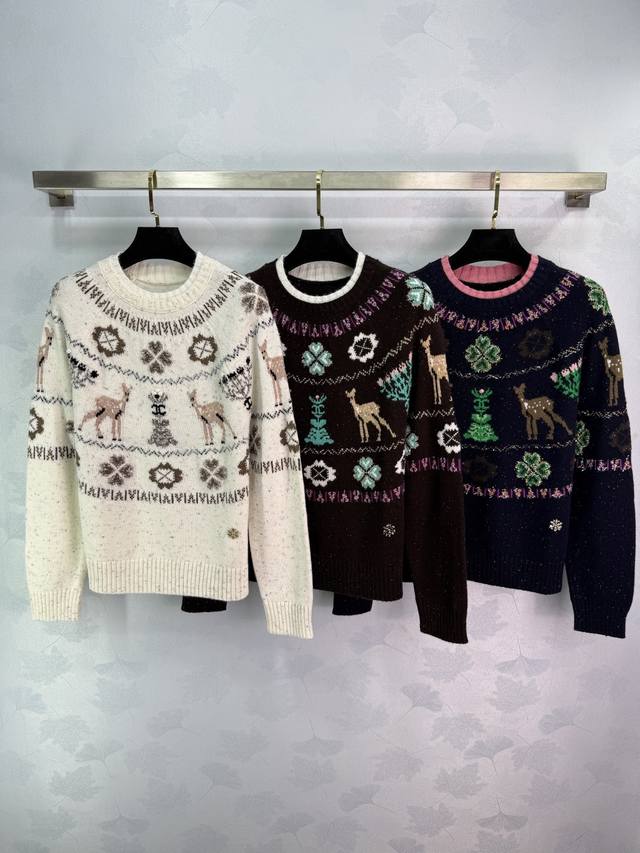 Ch*25N Ski Season Deer Sweater, Soft, Comfortable, and Warm Wool Blend Fabric. T