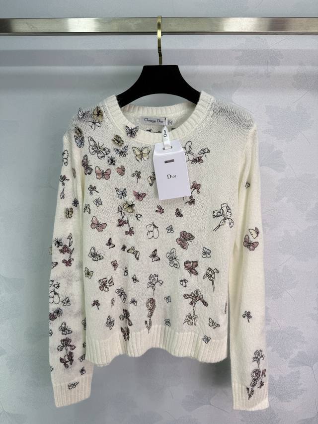 Dio* 2025 Autumn/Winter New Style 3D Butterfly Embroidered Knit Long-Sleeve Top!