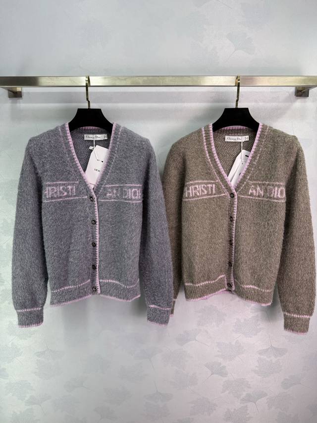 Dio* 2025 Autumn/Winter New Crochet Letter V-Neck Long-Sleeve Cardigan! Made wit