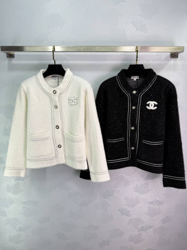 Ch* 2025 Autumn/Winter New Crew Neck Chain Knit Cardigan! Made of custom wool kn