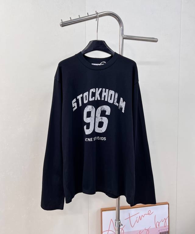 Acne Studios 2025 New Crew Neck Letter Print Long-Sleeve Top, made of custom Yb