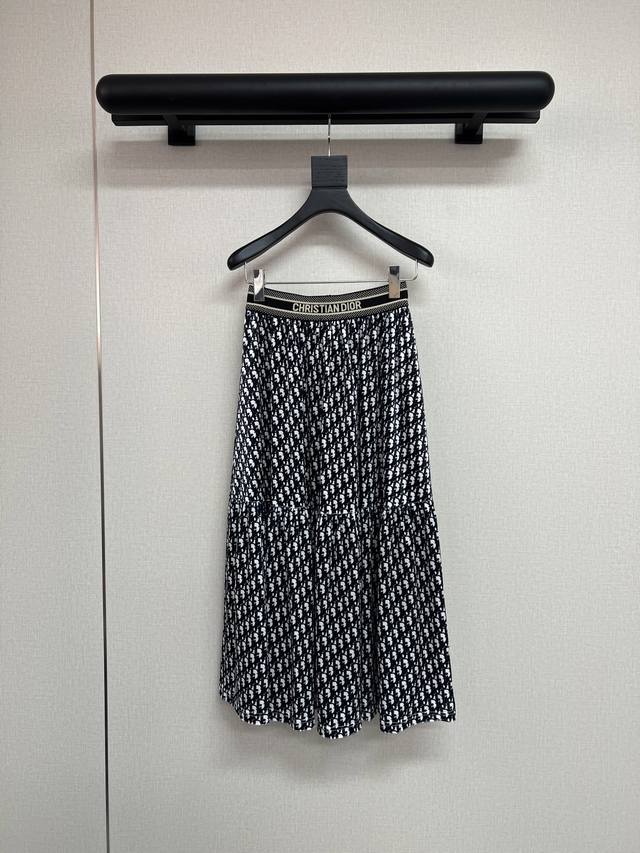 High-quality Dior 2025 Fall/Winter New Thick Velvet Printed Midi Skirt with Log