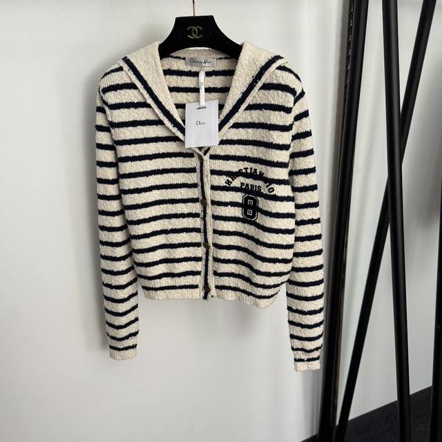 Style No. 20257136 Dio* New Cd Bee Button Navy Collar Striped Long-Sleeve Knit