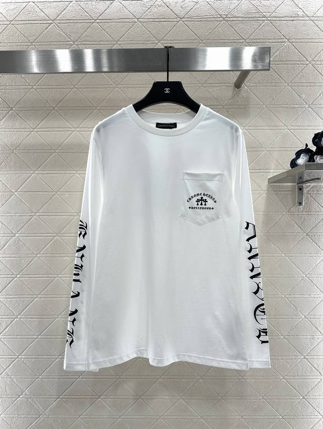 Chrome Hear*2025 New Arrival Letter Print Long-Sleeve Top Made of custom Yb twil