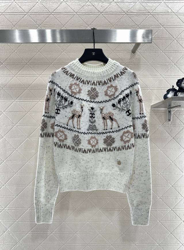 Chane*2025 New Arrival Heavy-duty Crochet Crew Neck Pullover Sweater 25Coco Chri