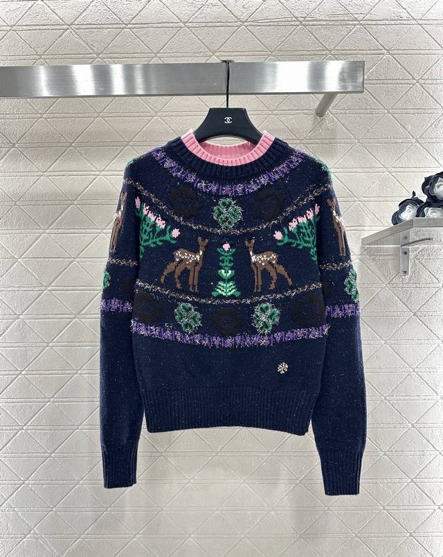 Chane*2025 New Arrival Heavy-duty Crochet Crew Neck Pullover Sweater 25Coco Chri