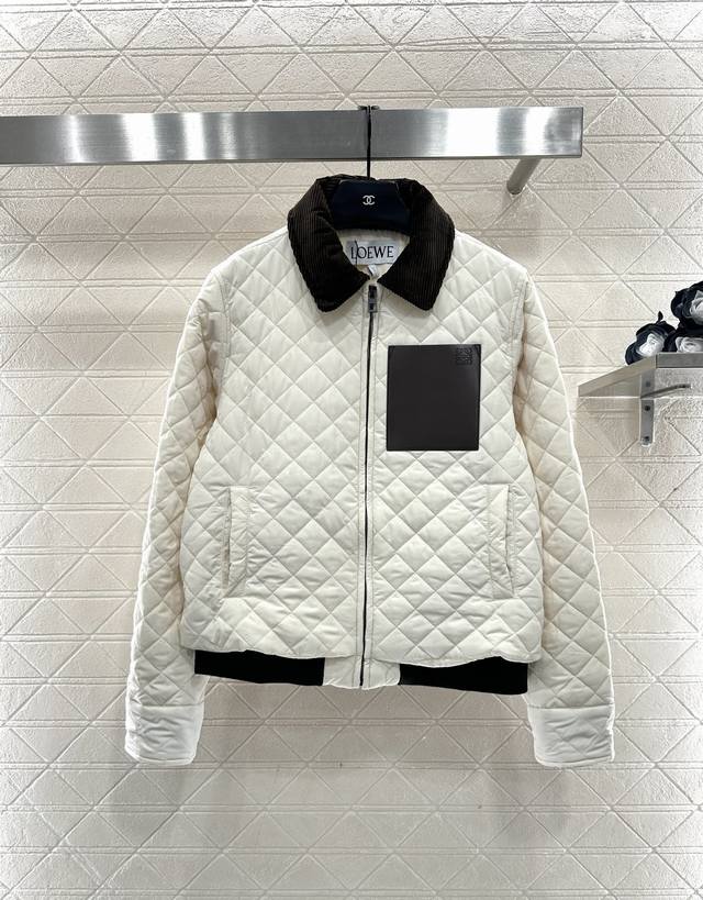 Loew*2025 New Arrival Corduroy Collar Diamond Pattern Cotton Jacket Custom Yb wi