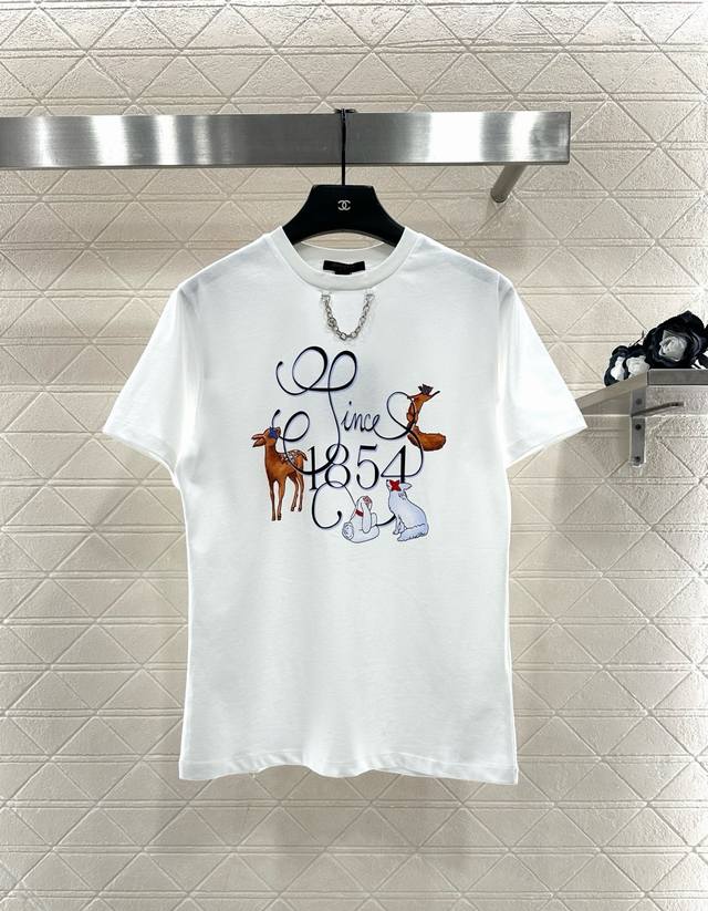 Louis Vuitto*2025 New Arrival Crew Neck Cartoon Print Custom Yb twill cotton, de