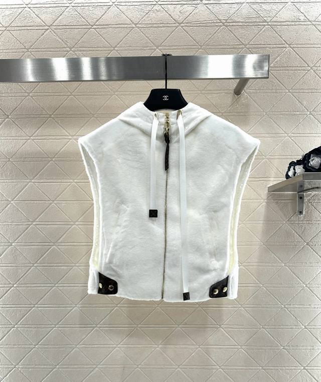 Louis Vuitto*2025 New Arrival Hooded Plush Vest Custom Yb imported short plush m