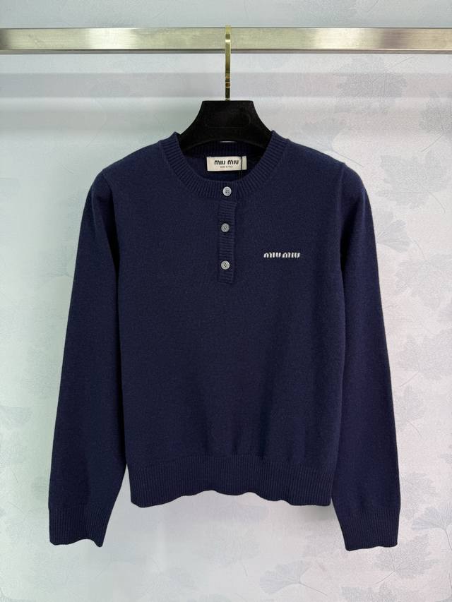 Miumi*2025 Early Autumn New Button-Down Knit Top! Made with custom wool yarn, th