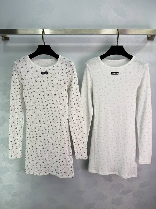 Miuni*2025 Early Autumn New Slim Fit Round Neck Floral Dress Custom Yb Twill Cot