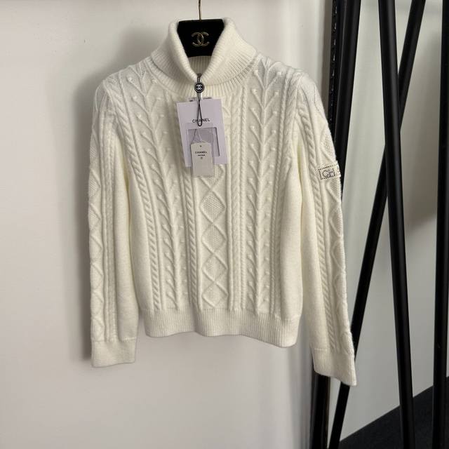 Style No. 20257121 Chanel* New High-Neck Long-Sleeve Knit Sweater with Rhinesto