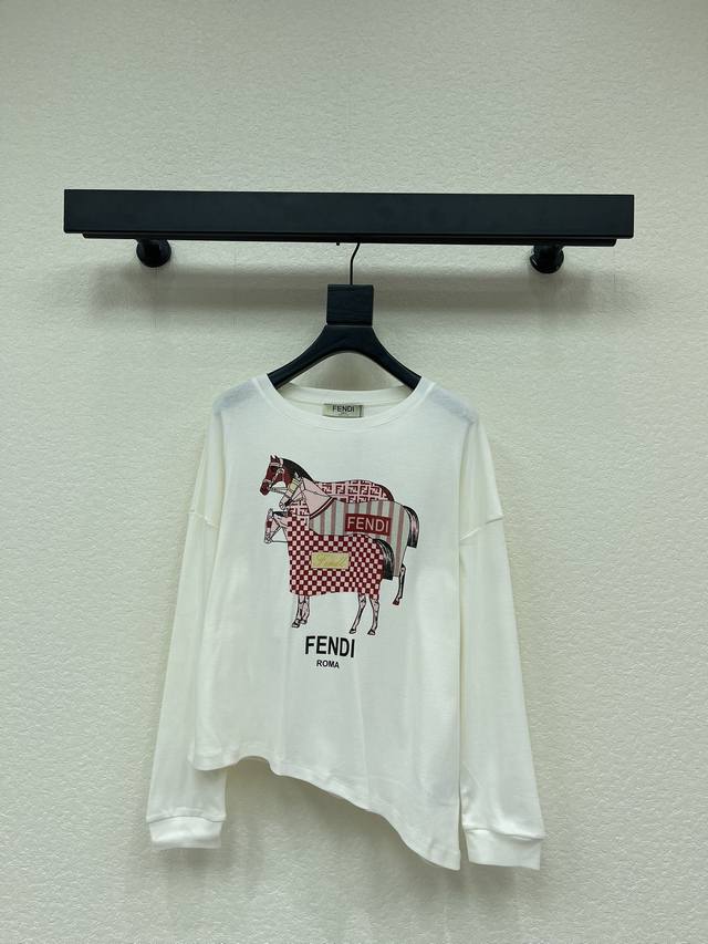 Fend*26 Early Spring New Printed Biscuit Long-Sleeve Top. Made of custom Yb twil
