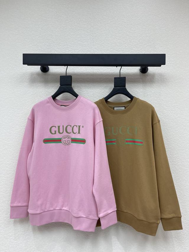 Gucc*25 New Color-Blocked Letter Crew Neck Sweatshirt. Made with custom Yb virgi