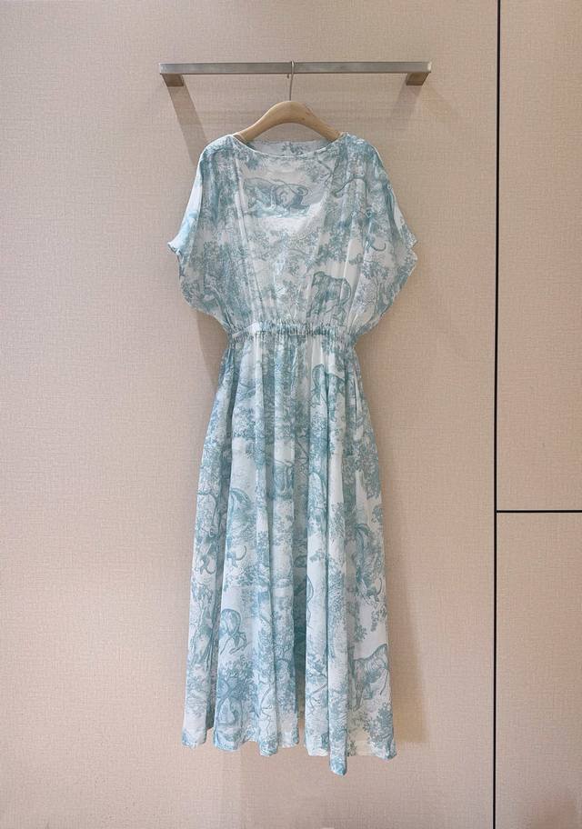 D Brand 25 Cruise New Fashion Item Pure Cotton Off-the-Shoulder Dress Misty Gree