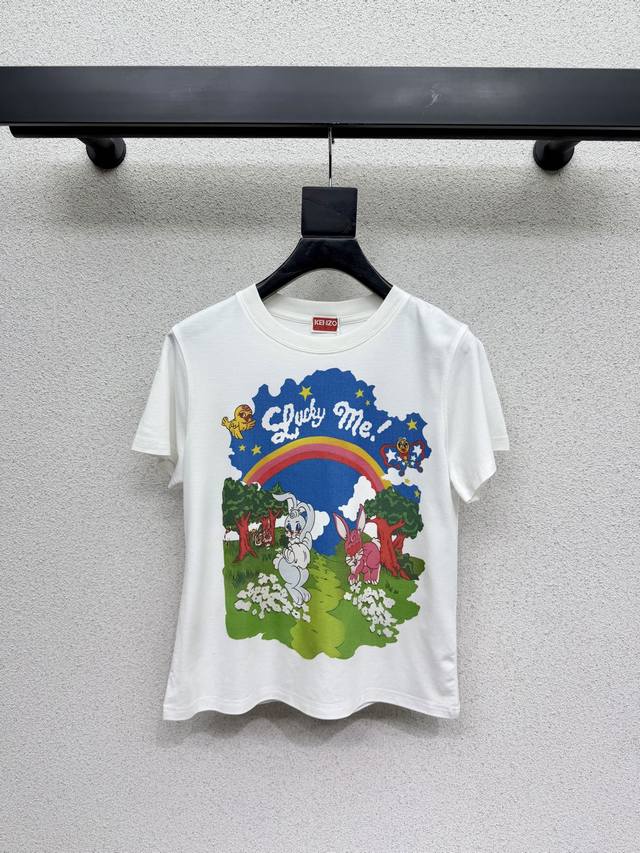 Kenz* Cartoon pattern short-sleeved T-shirts are a very fashionable choice. They