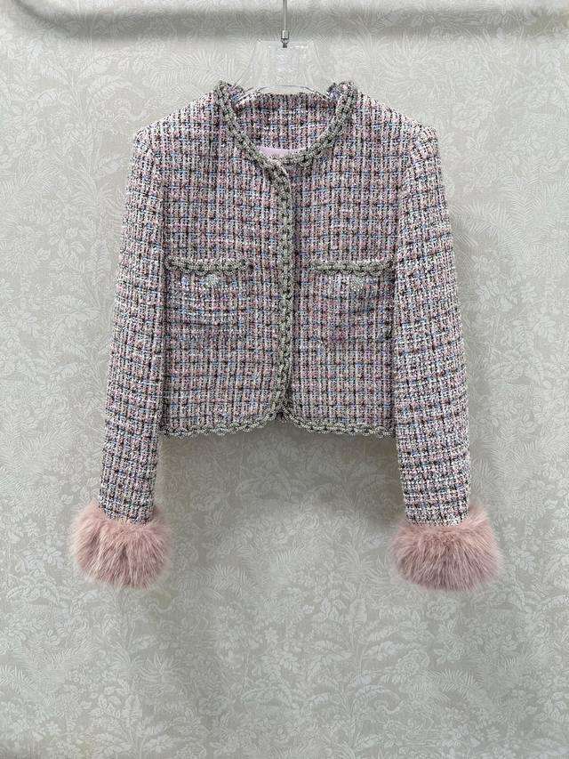 Self-portrait 25 New Heavy-Duty Rhinestone Chain Tweed Chanel-Style Round Neck J