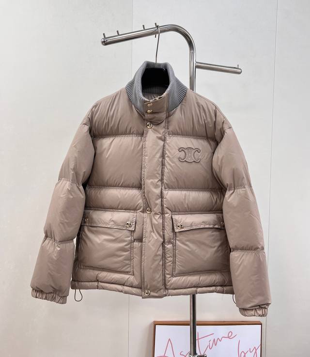 Celine 2025 New Stand Collar Down Cotton Jacket, made of custom Yb windproof and