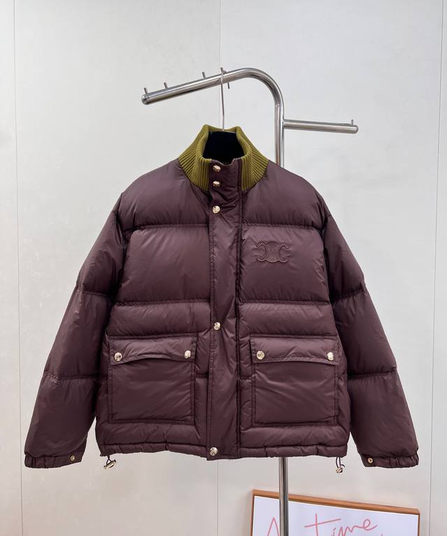 Celine 2025 New Stand Collar Down Cotton Jacket, made of custom Yb windproof and