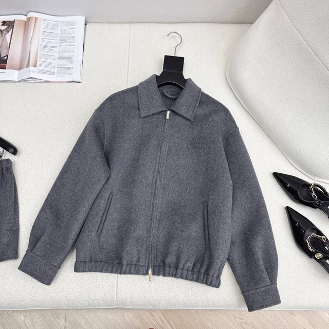 Miu 25Ss Autumn/Winter Newest Handmade Double-Sided Wool Suit: Loose-fitting Lap