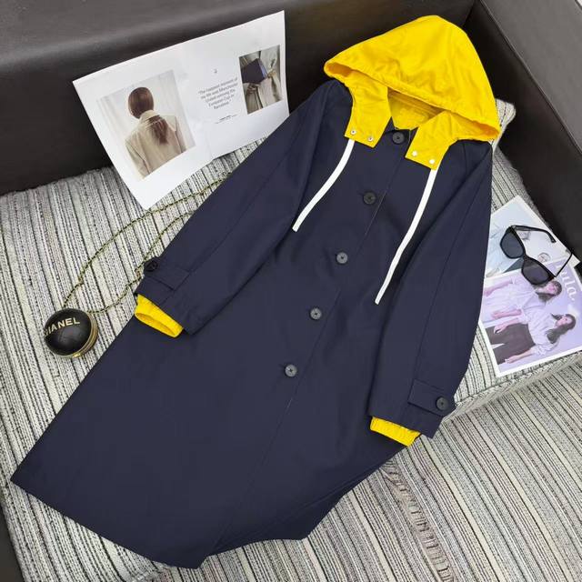 Highly recommend Miumi* 2025 Fall/Winter reversible color-blocked long trench c