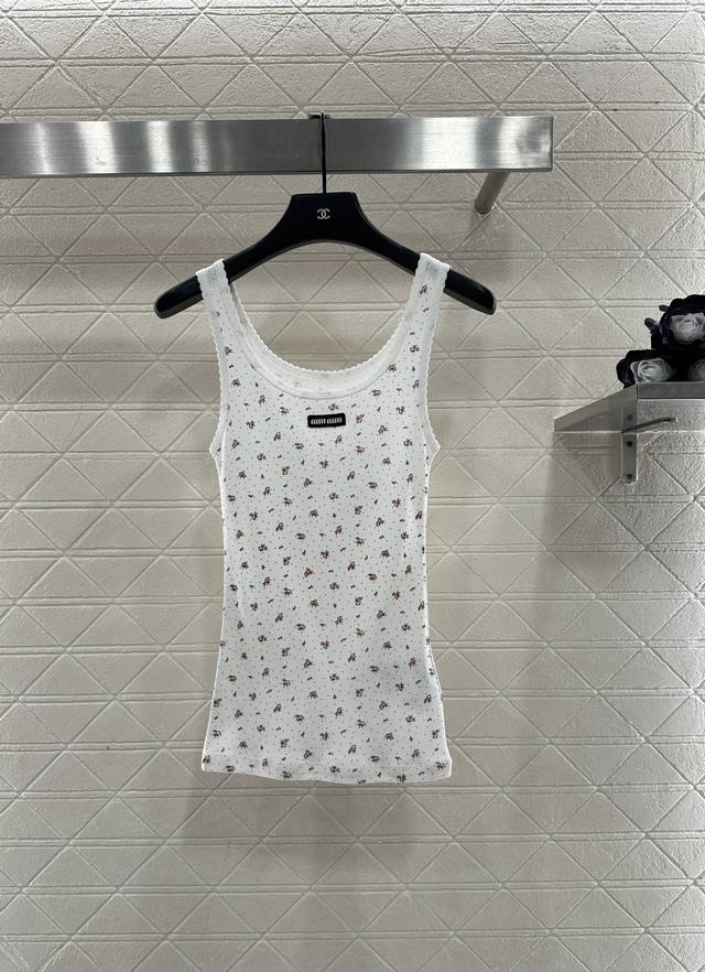 Miuni*2025 New Arrival Slim Fit U-Neck Floral Vest Custom Yb twill cotton, breat