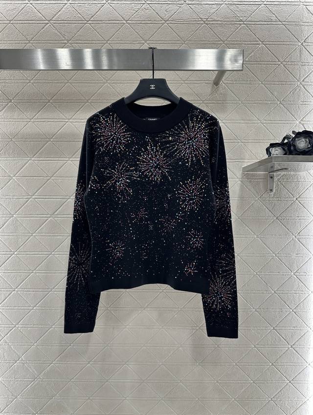 Chane*2025 New Arrival Round Neck Rhinestone Jacquard Knit Top Made with custom