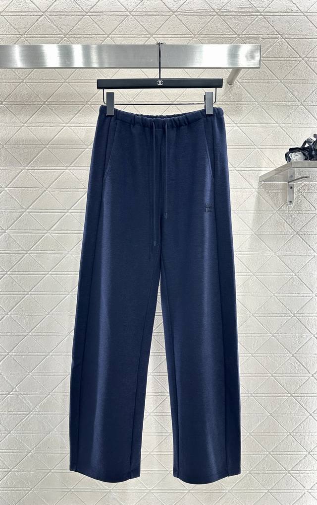 Miumi*2025 New Arrival Drawstring Wide-Leg Curved Pants Custom Yb imported wool