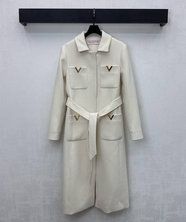 Valentin*2025 New Arrival: Long Collared Coat with Belt, Custom Made with Import