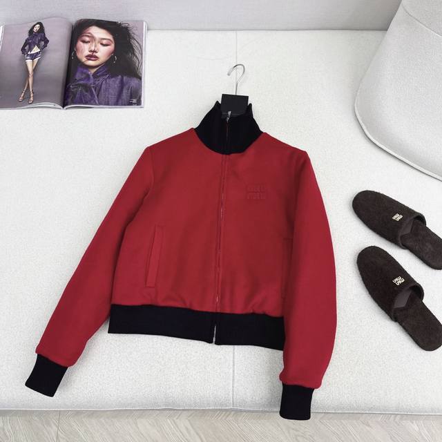 Miu 25Ss Autumn/Winter Newest Wool High-Neck Jacket/Cotton-padded Coat, Custom M