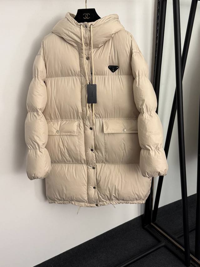 Style No. 20257061 prad* New logo triangle-decorated long-sleeved hooded mid-le