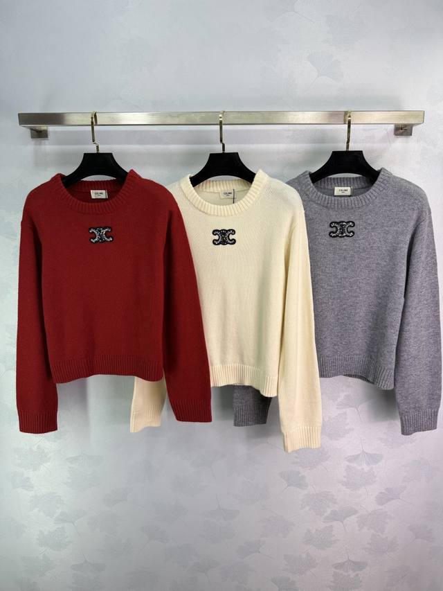 Ce*25 Autumn/Winter New Knitted Crew Neck Pullover - Classic Brand Lettering wit