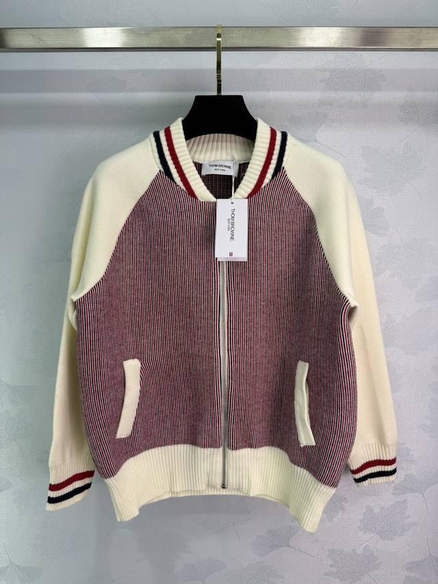Tb*25 Autumn/Winter New Knitted Cardigan Baseball Jacket, Short Design, Zipper O