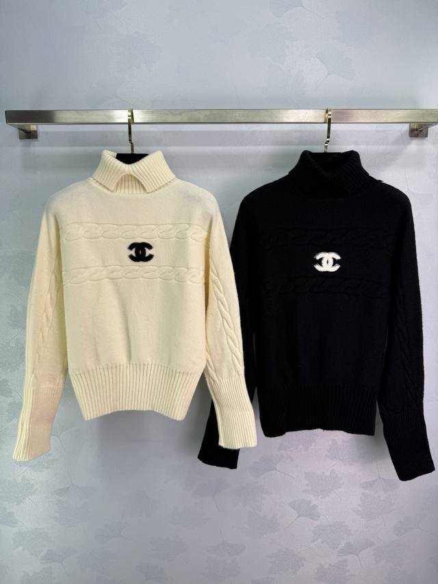 Ch* 2025 Autumn/Winter New High-Neck Knitted Long-Sleeve Sweater! Custom importe