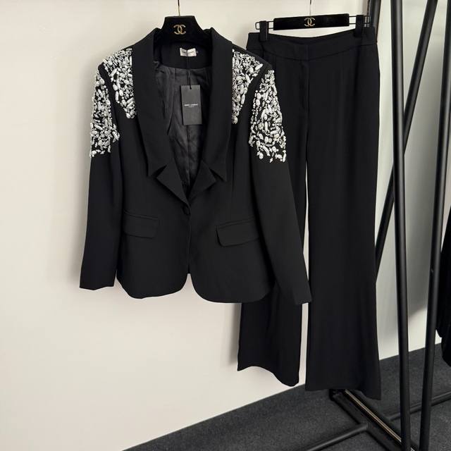 Style No. 20257046 YSL* New Ol Style Suit, Heavy-duty Pearl Beaded Slim Fit Sin