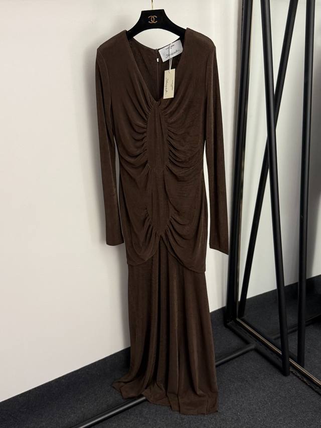 Style No. 20257024 Schiaparelli *New Pleated Waist-cinching V-neck Long Sleeve