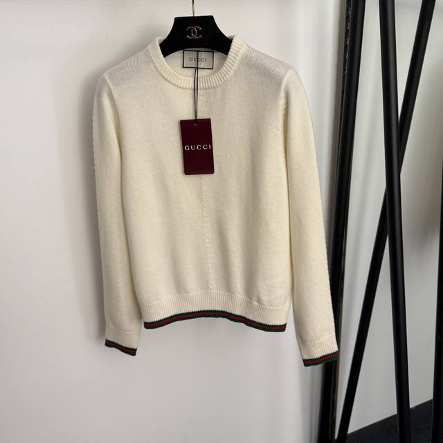 Style No. 20257044 Gucc* New color-blocked striped hem pullover long-sleeved wo