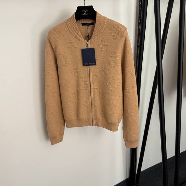 Style No. 20257041 Lv* New Monogram Logo Jacquard Long-Sleeve Wool Knit Cardiga