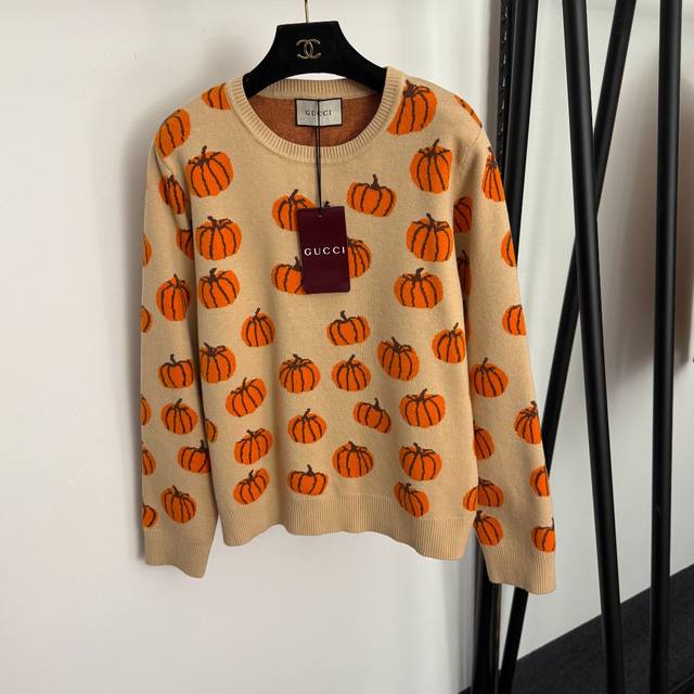 Style No. 20257033 Gucc* New all-over pumpkin pattern pullover long-sleeved kni