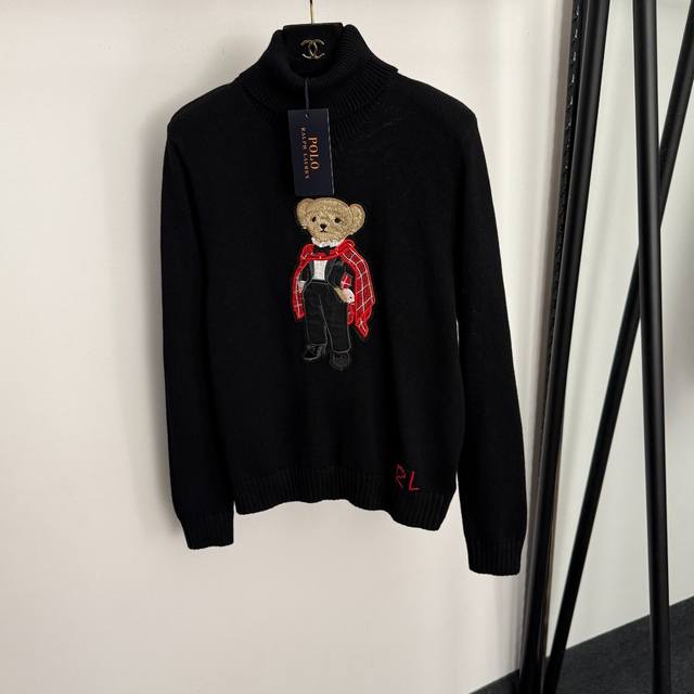 Style No. 20257016 Ralph Laure* New Red Scarf with Embroidered Bear Appliqu