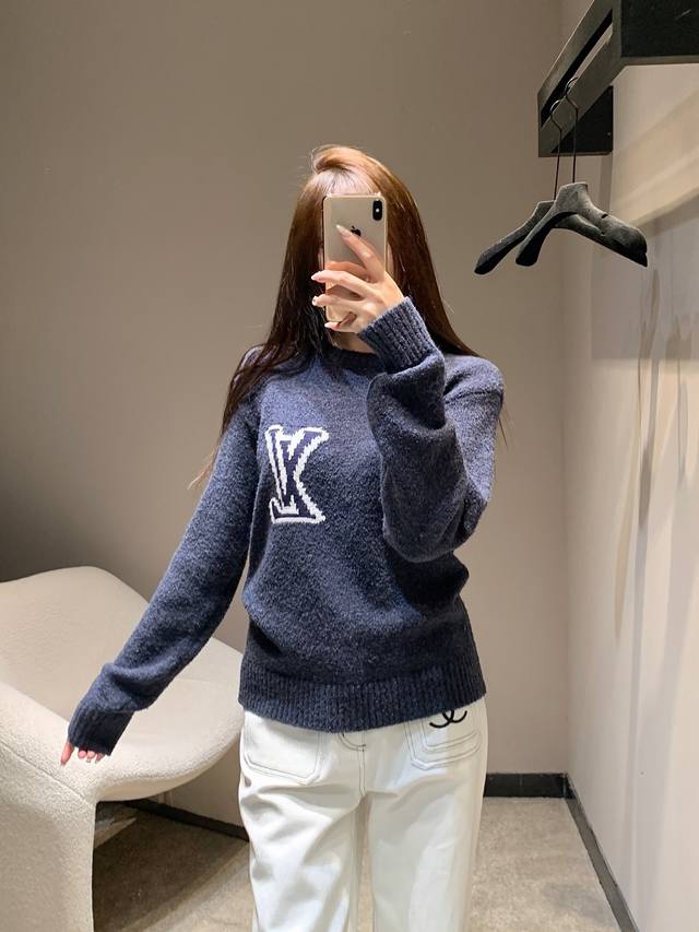 Louis Vuitto* 25Fw Autumn/Winter New Classic Logo Intarsia Crew Neck Wool Sweate