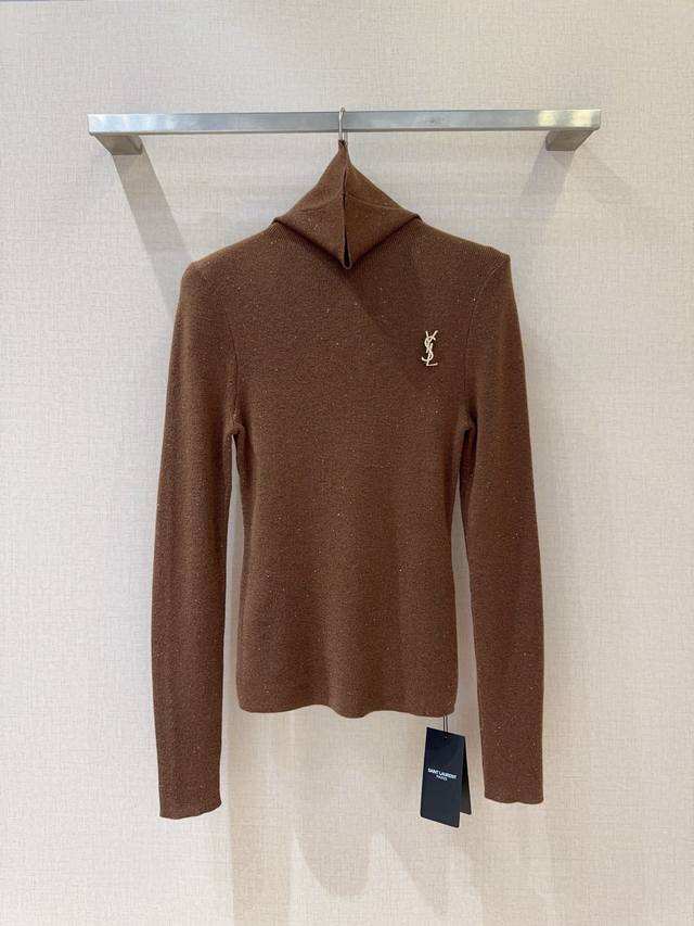 New Saint Laurent High-Neck Sequined Knit Sweater Recommendation Featuring a hi