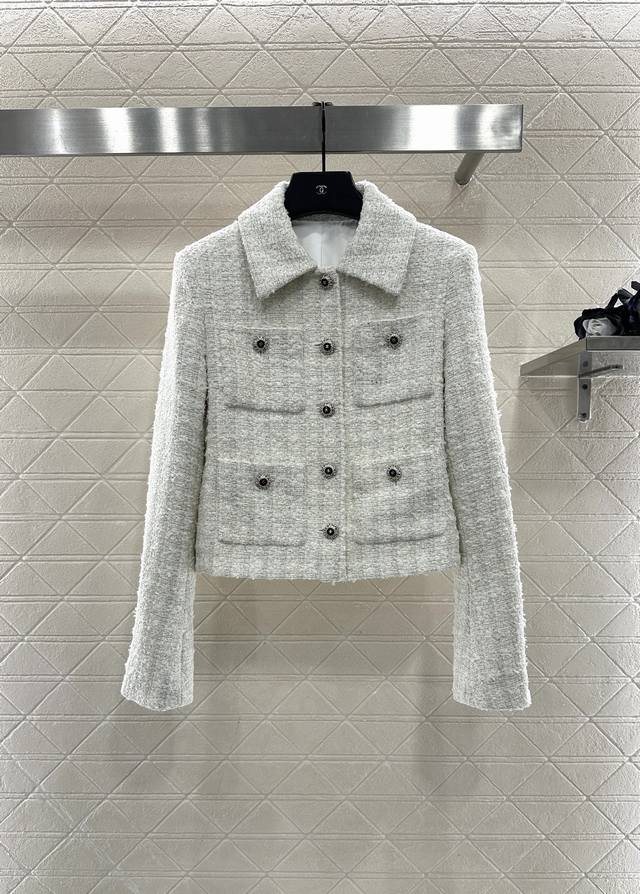 Chane*2025 New Arrival Check Tweed Collared Dress Jacket Custom Yb Imported coar