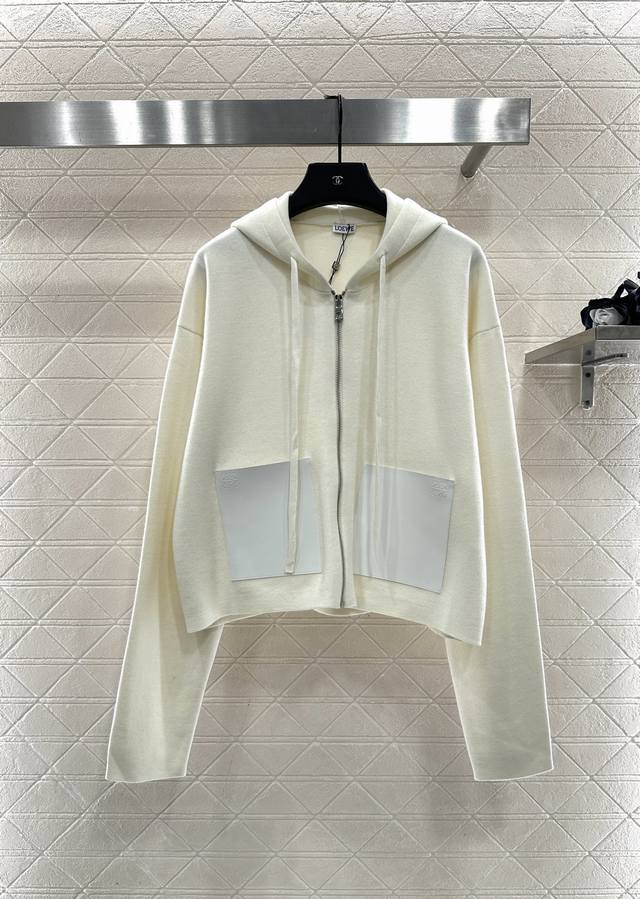 Loew*2025 New Arrival Hooded Zip-Up Knit Cardigan Made with custom Yb wool yarn,