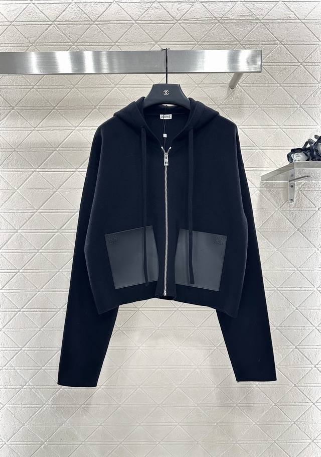 Loew*2025 New Arrival Hooded Zip-Up Knit Cardigan Made of custom Yb wool yarn, c