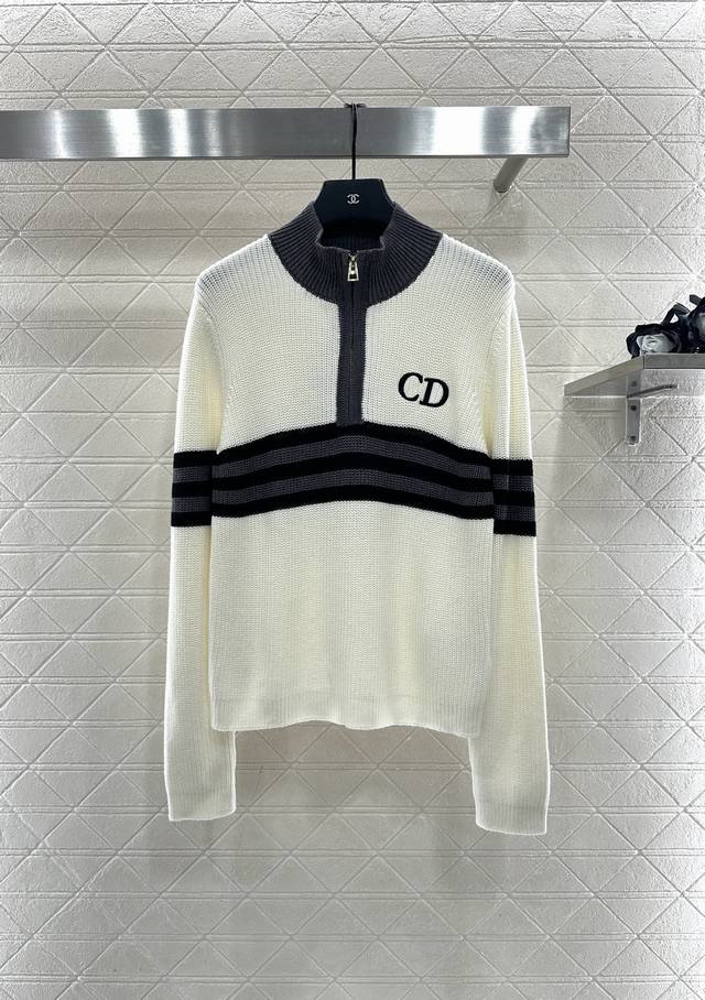 Dio*2025 New Arrival High-Neck Color-Blocked Knit Top Made with custom Yb wool y