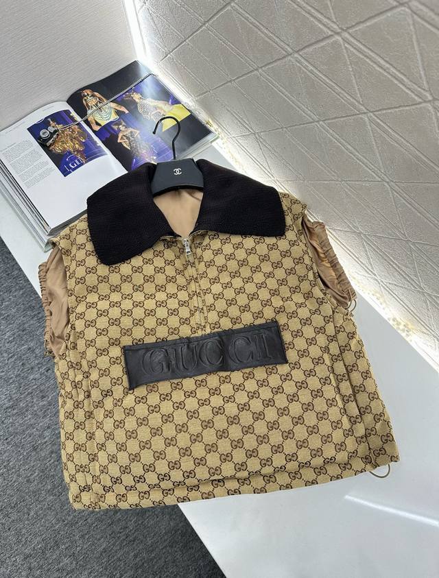 Gucc*2025 New Arrival Lapel Jacquard Down Vest Custom Yb imported jacquard mater