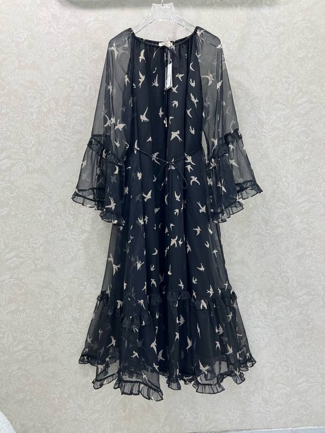 Zimmerman*Zimmerman 2025 New Ruffled Loose Dress with a delicate drawstring neck